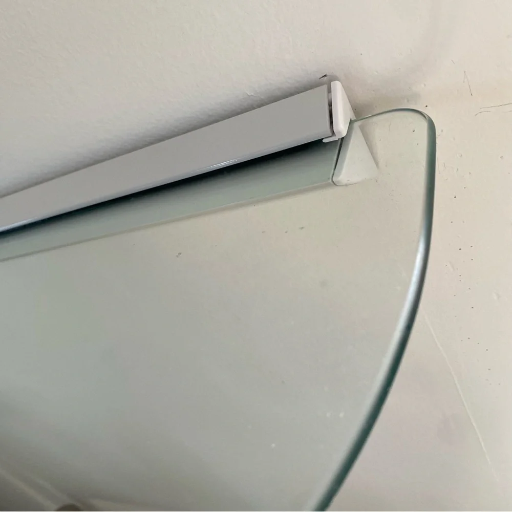 Vintage 1990s Glass Shelf - Half Round Wall Shelf - Floating Shelf - Plant Shelf